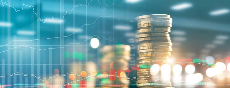 finance-and-business-investment-concept-graph-and-rows-with-statistic-picture-id927887860