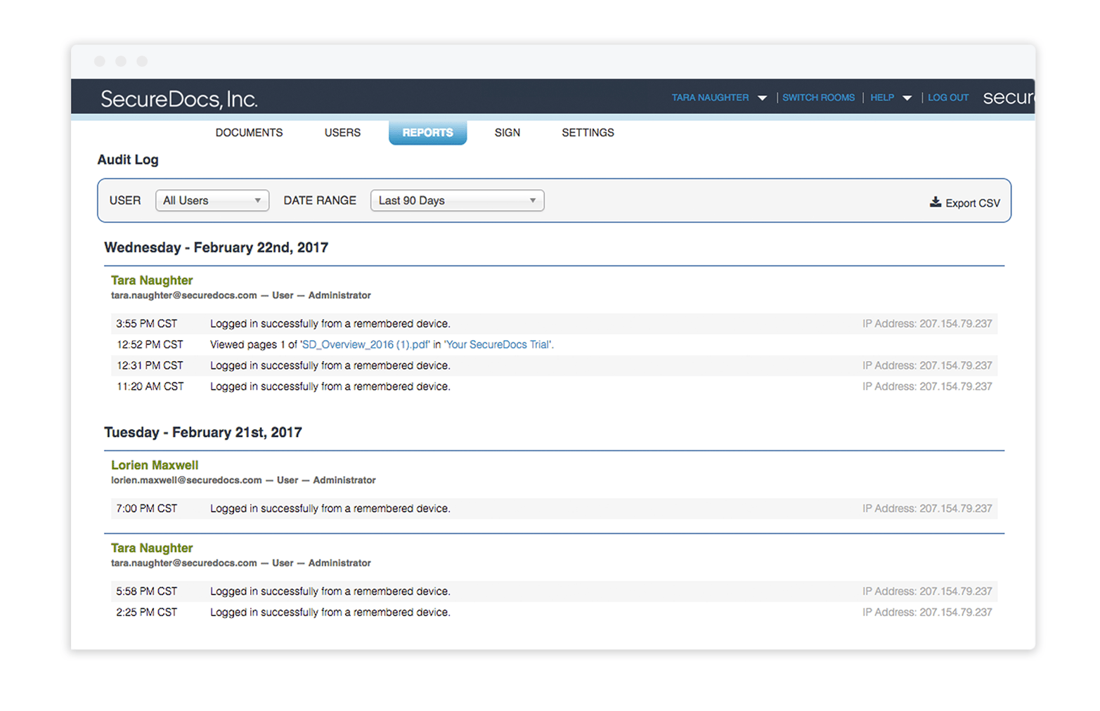 audit log